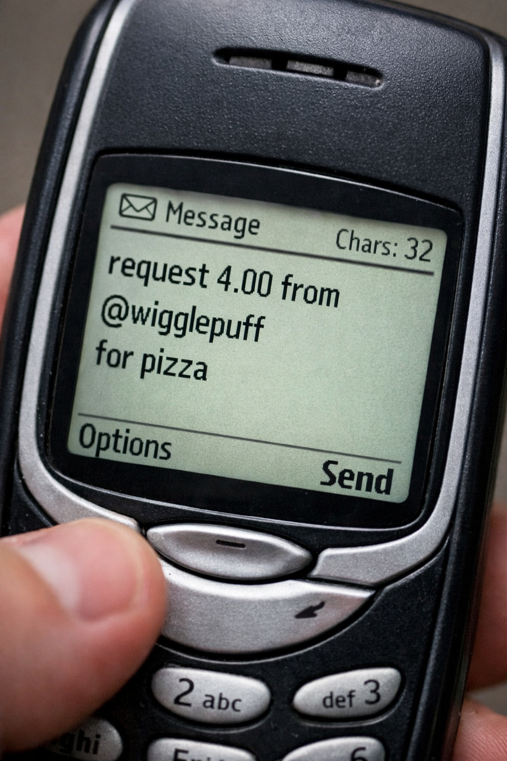 Sending a Venmo request from a Nokia dumbphone